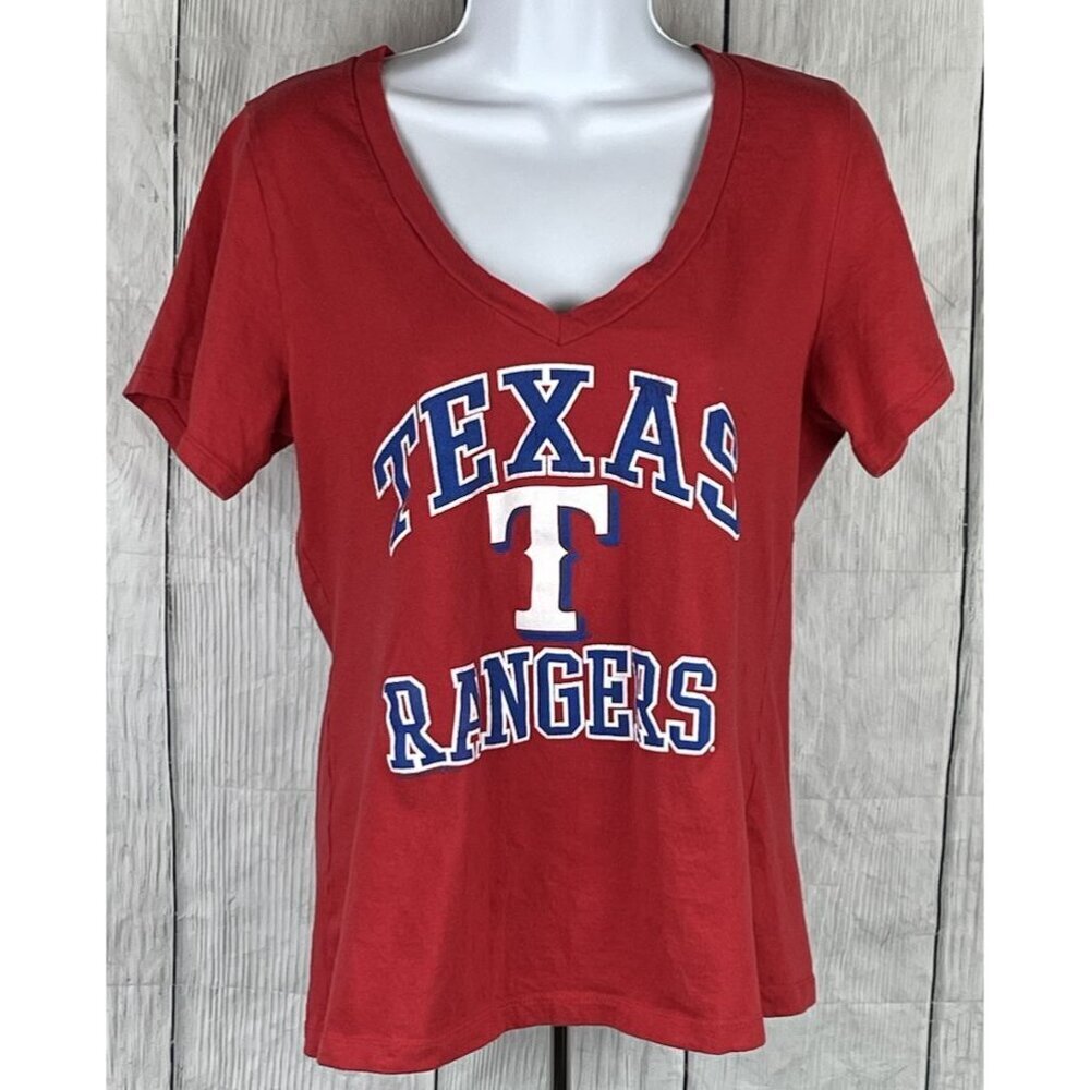 MLB Womens XL Red Texas Rangers Short Sleeve V-Neck Shirt "BELTRE" #29 Baseball